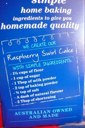 Recipe on cake mix box